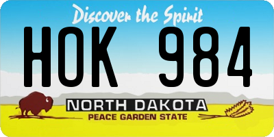 ND license plate HOK984