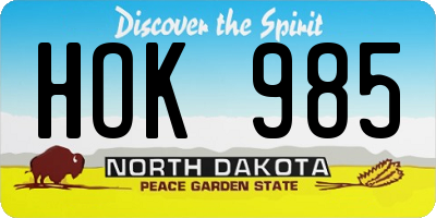 ND license plate HOK985