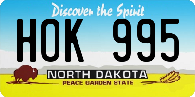 ND license plate HOK995