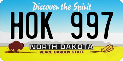 ND license plate HOK997