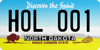 ND license plate HOL001