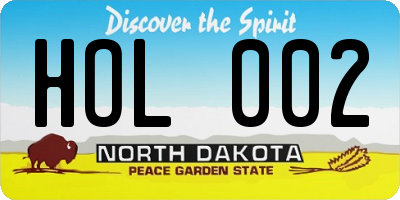 ND license plate HOL002