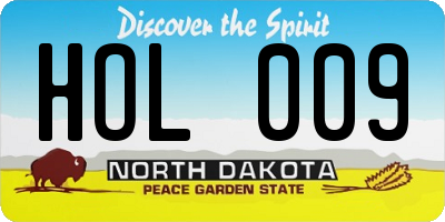 ND license plate HOL009