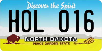 ND license plate HOL016