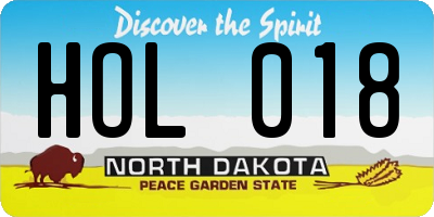 ND license plate HOL018