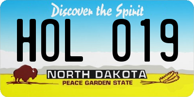 ND license plate HOL019