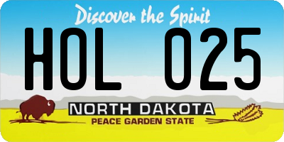 ND license plate HOL025
