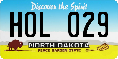 ND license plate HOL029
