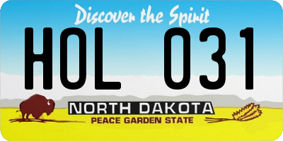 ND license plate HOL031