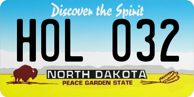 ND license plate HOL032