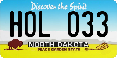 ND license plate HOL033