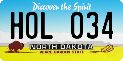 ND license plate HOL034