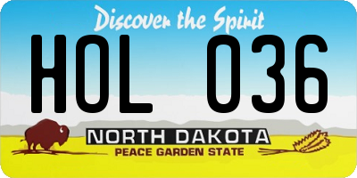ND license plate HOL036