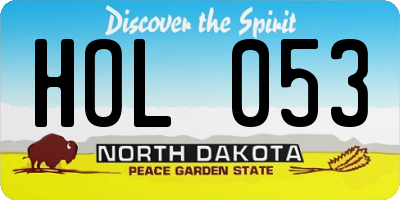ND license plate HOL053