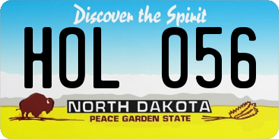 ND license plate HOL056