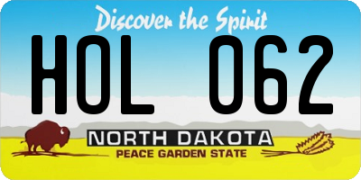 ND license plate HOL062