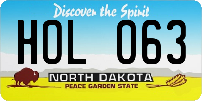 ND license plate HOL063