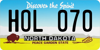 ND license plate HOL070