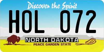 ND license plate HOL072