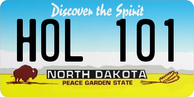 ND license plate HOL101