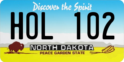 ND license plate HOL102