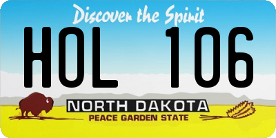 ND license plate HOL106