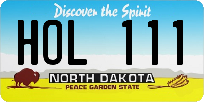 ND license plate HOL111