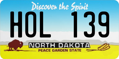 ND license plate HOL139