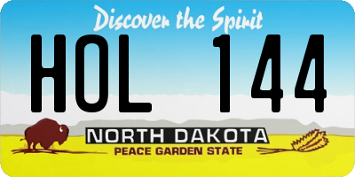 ND license plate HOL144