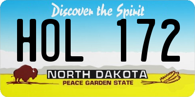 ND license plate HOL172