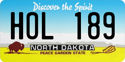 ND license plate HOL189