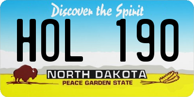 ND license plate HOL190