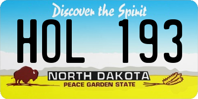 ND license plate HOL193