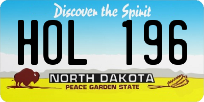 ND license plate HOL196