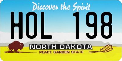 ND license plate HOL198