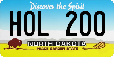 ND license plate HOL200