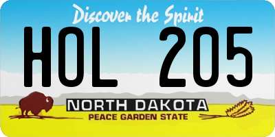 ND license plate HOL205