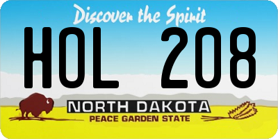 ND license plate HOL208