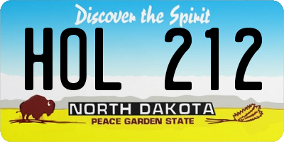 ND license plate HOL212
