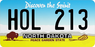 ND license plate HOL213