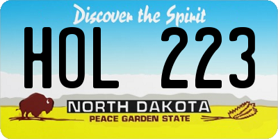 ND license plate HOL223