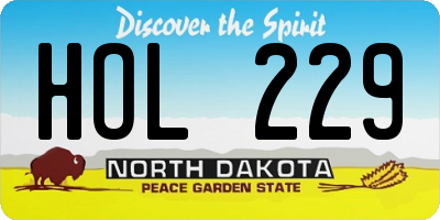 ND license plate HOL229