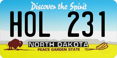 ND license plate HOL231
