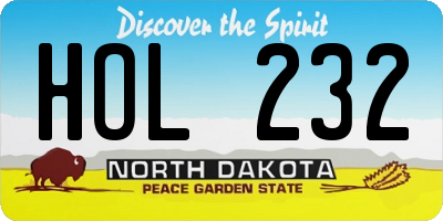 ND license plate HOL232