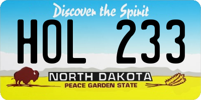 ND license plate HOL233