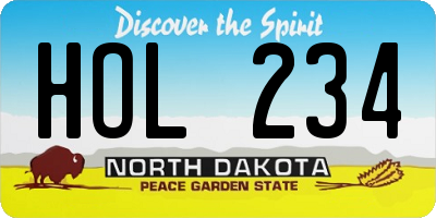 ND license plate HOL234