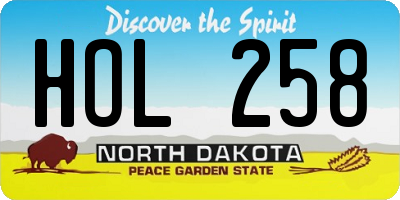 ND license plate HOL258