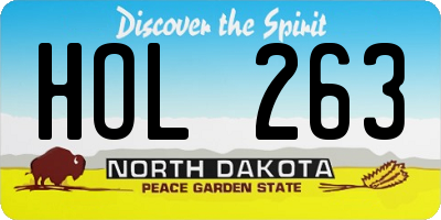 ND license plate HOL263