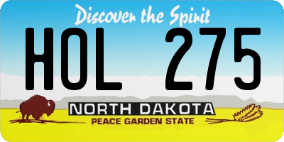 ND license plate HOL275