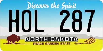 ND license plate HOL287